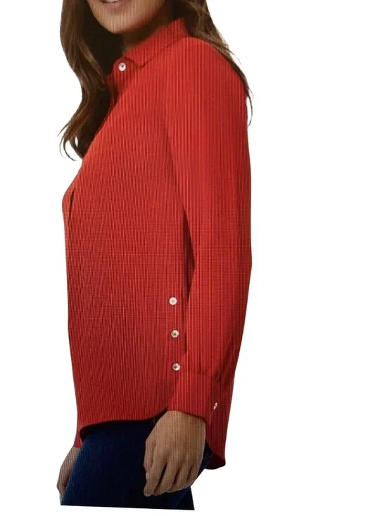 JONES NEW YORK WOMENS SIDE-BUTTON SHIRTTAIL DEEP ROUGE M  NWT - Picture 4 of 8
